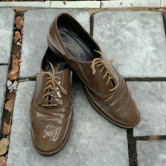 Paul Green Shoes - PAUL GREEN MUNCHIN Olive Brown Patent Leather Oxfords Size US 10.5
